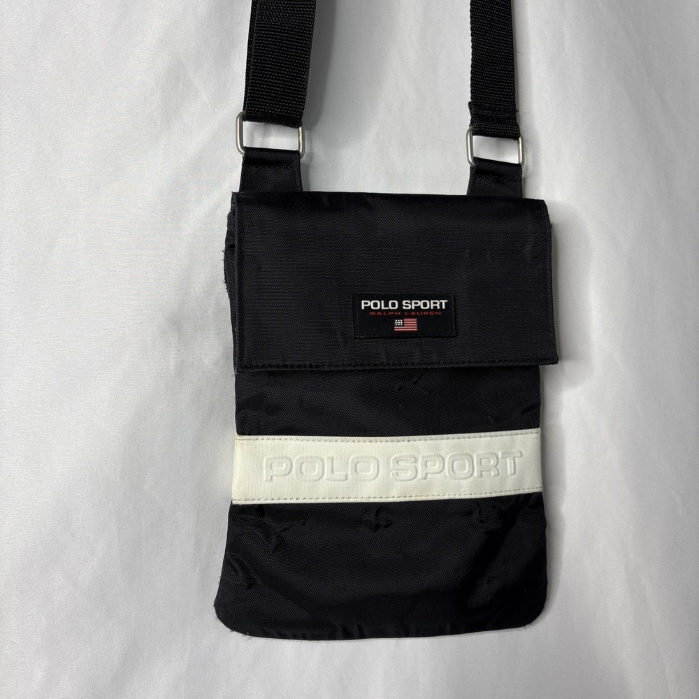 Vintage 90s Y2K Ralph Lauren‎ Polo Sport Crossbody Bag Purse Travel Black - Picture 3 of 11